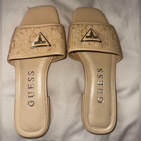 Guess Women's Beige Slide Sandals - Picture 1 of 3
